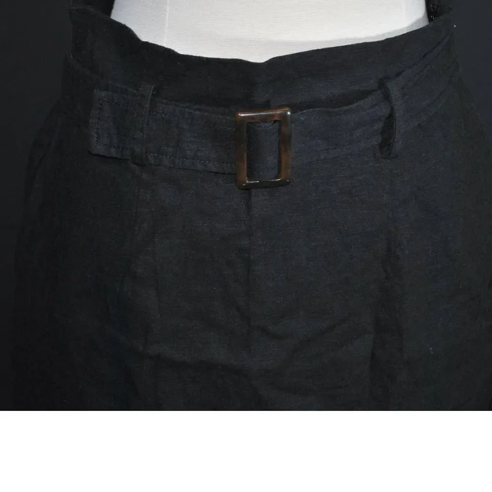 Urban Outfitters Black Linen Belted Scalloped Hem Skirt - S - Picture 2 of 4